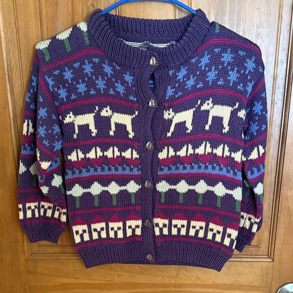 Handmade Purple Patterned Kids Sweater